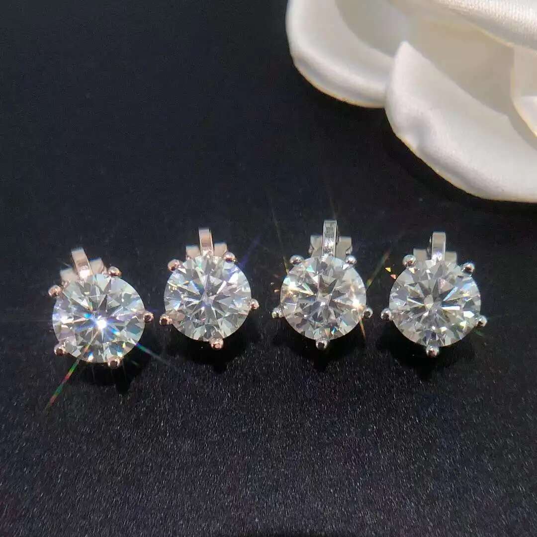 1/2CT D Color Moissanite Dia Copper Original Jewelry Clip for Women without Earings Hole