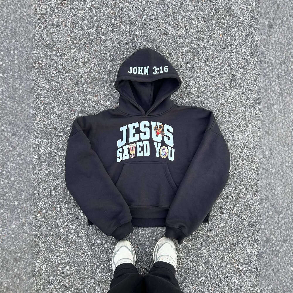 International station street loose letter printed unisex trendy hooded sweatshirt