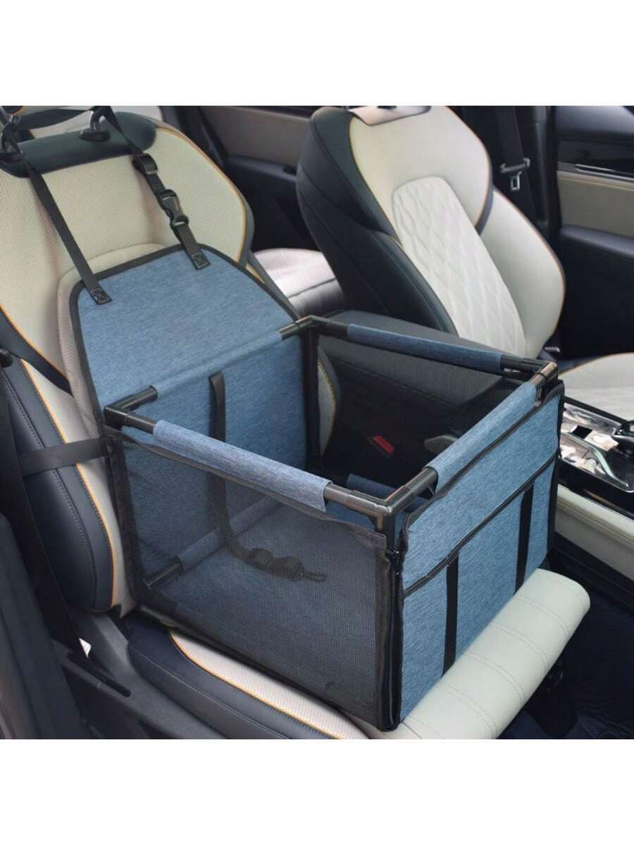 1pc Dog Car Seat with Upgrade Support Rod, Breathable & Foldable Pet Basket, Portable Seat for Small & Medium Pets Dog car bed