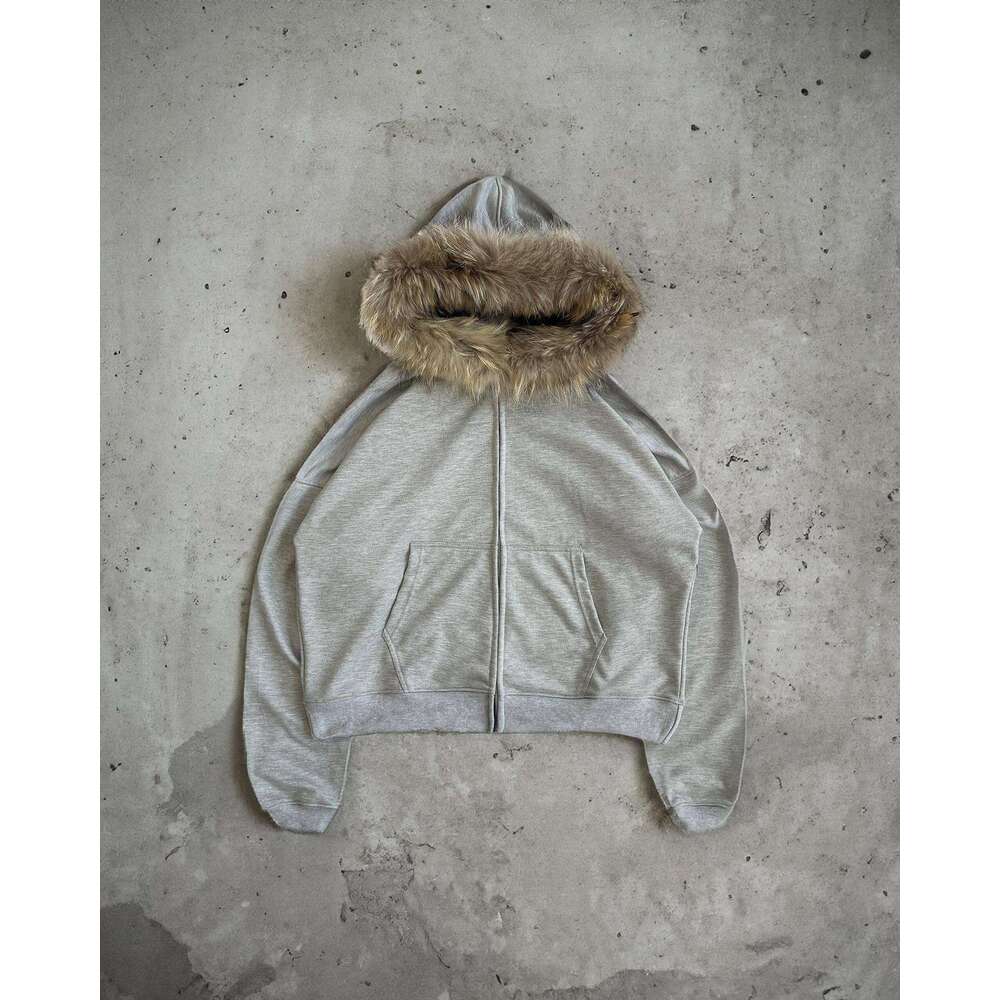 Sweatshirt fashion trend loose cool with fur and fleece winter outdoor skiing jacket
