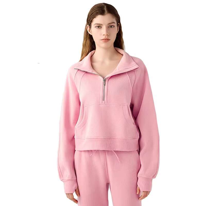 Custom Womens Sweatshirts Half Zip Cropped Pullover Fleece Quarter Zipper Hoodies Fall Outfits Clothes Matched With Straight Leg