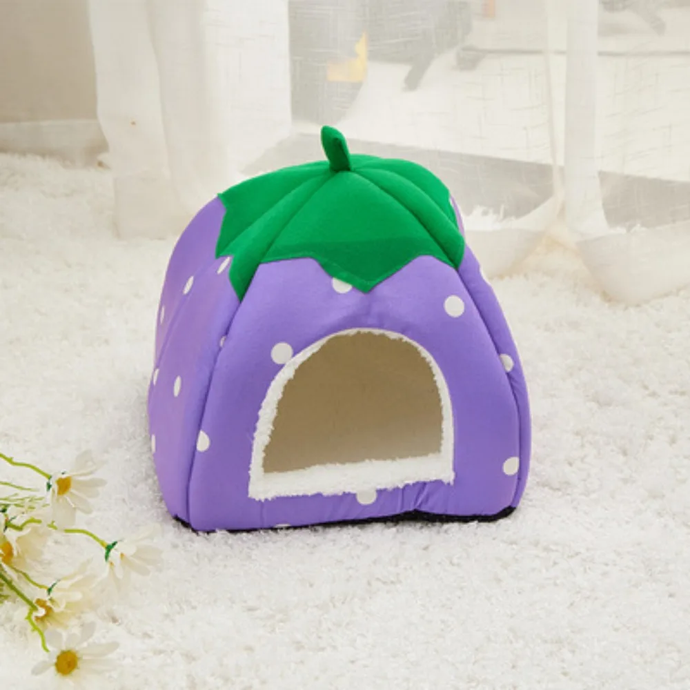 Strawberry Hamster Hideaway Hut Cage Accessories for Autumn Winter Cute Pet Sleeping Utensils House Guinea Pig Hideout Small Bed