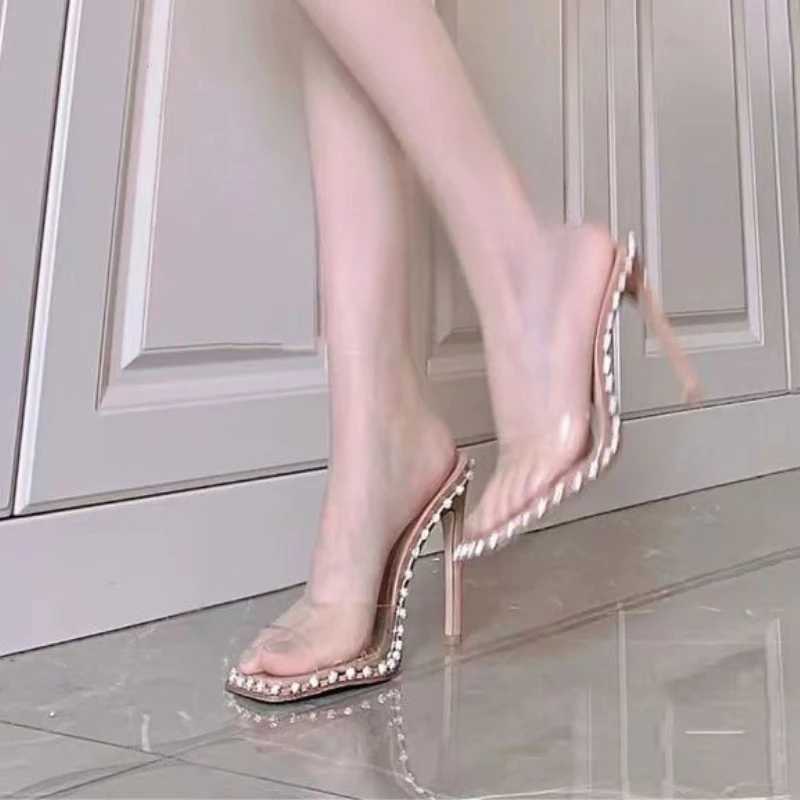 Women Height Increase 9cm Sandals 2024 New Nude High Heels Transparent Open Toe Slippers Women Summer Slim High Heels SlippersXJ2500305