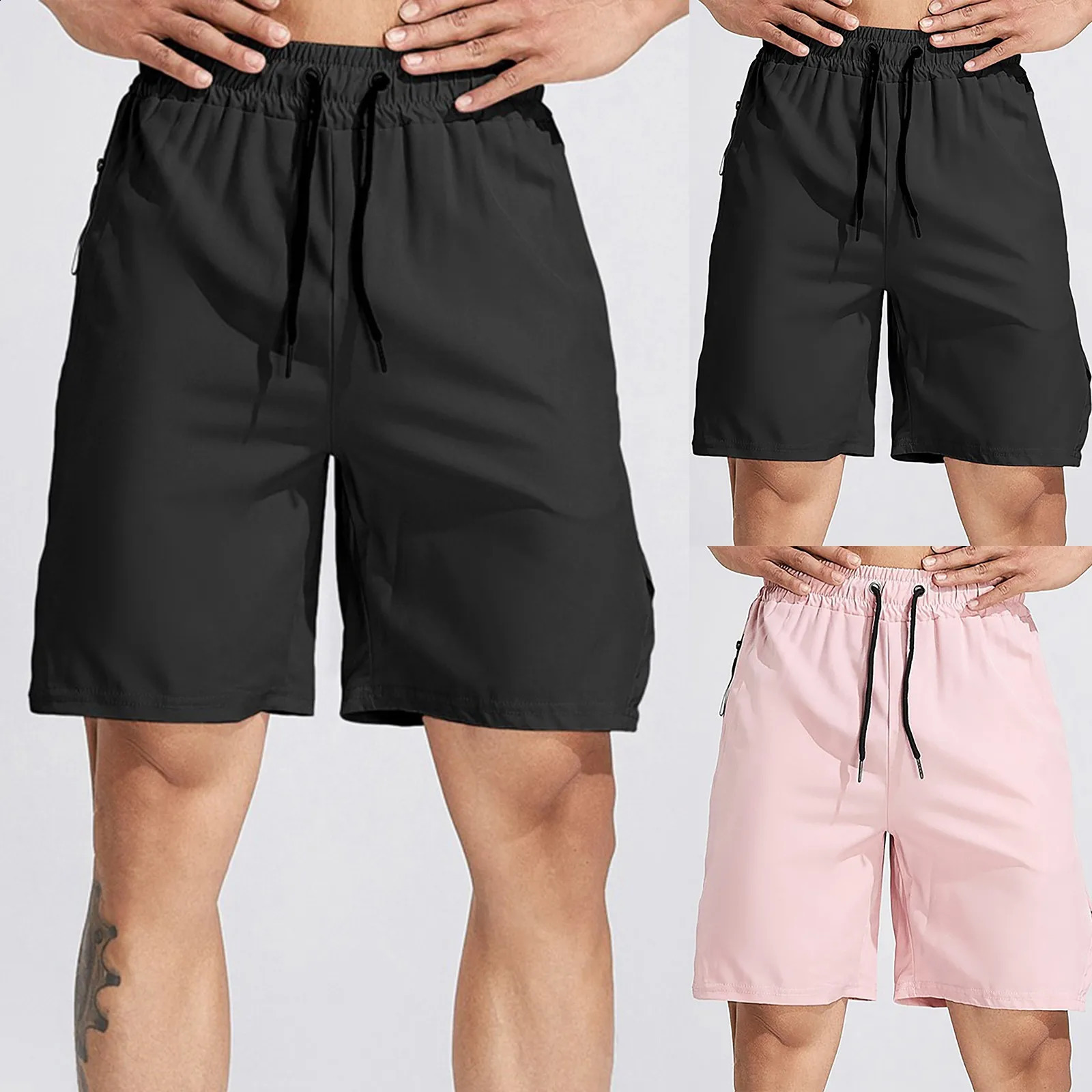 Swimming Trunks for Men Mens Summer Fitness Sports Leisure Solid Color Black Single Layer Athletic Shorts Big And Tall Z260314