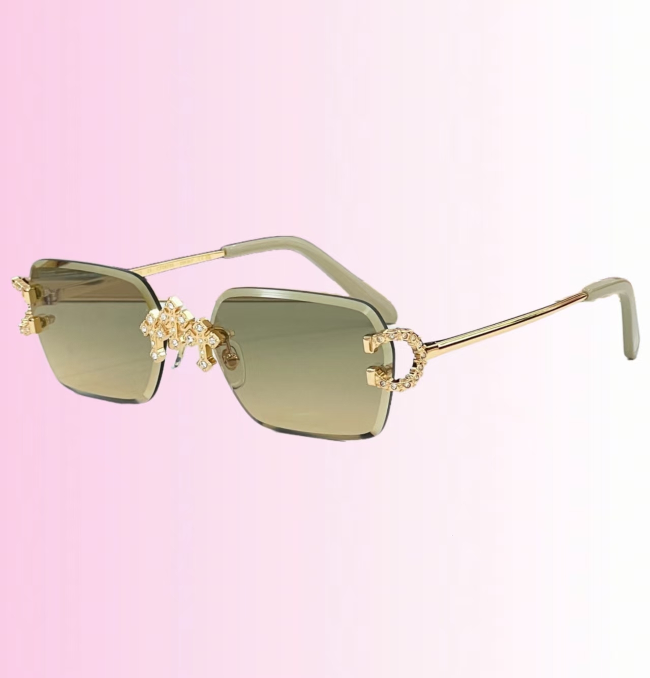 Moissanite Stylish rimless crystal sunglasses