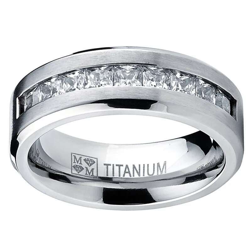Hot Selg Sier Plated Stainless Steel Rings For Men Square Cubic Zircon Ring Jewelry Accessories Wholesale Size 7-13