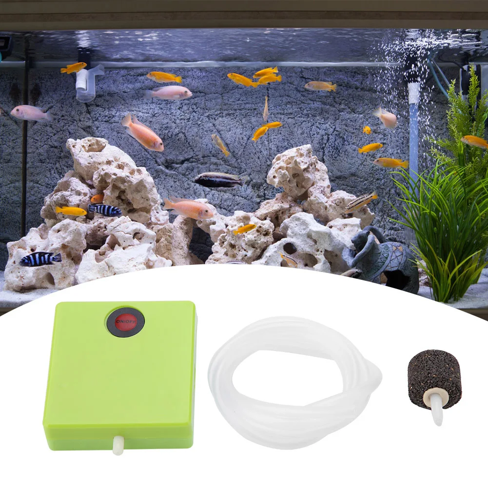 Aquarium Dry Battery Operated Fish Tank Air Pump Aerator Oxygen With Air Stone