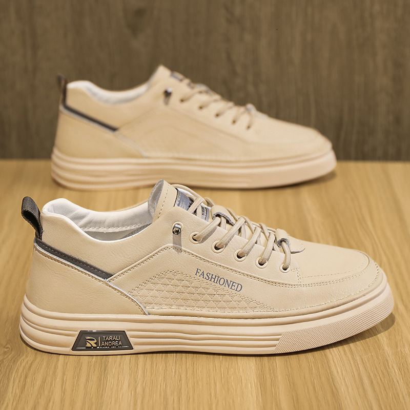 Men's Single Foot Men's Casual 2025 New Spring Collection Flat Shoes Anti slip Waterproof White Leather Shoes Designer Trendy Casual Shoes