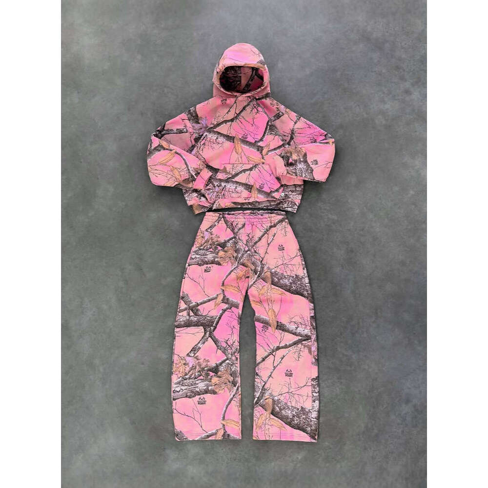 International Station Pink Stripe Camouflage Combo Loose Fashion Spring Hoodie