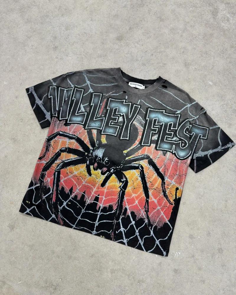 Men's T Shirts Vintage Big Graphic Oversized Top Harajuku Gothic American All Cotton Short Sleeve Shirt Men Clothing