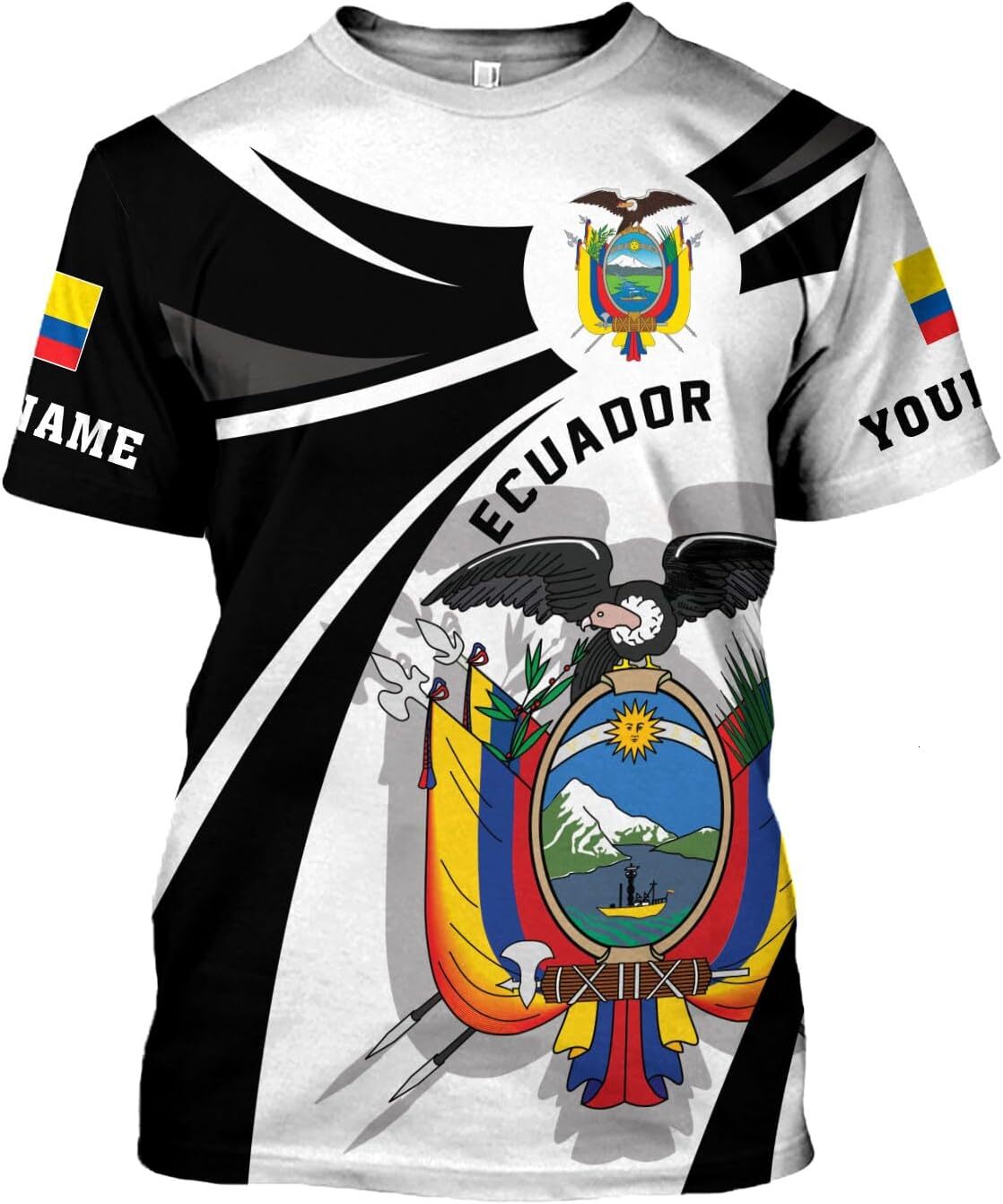 Mens T shirt Personalized Name Ecuador 3D Shirt, Ecuador Flag Pride Gift T-Shirt, Men 1 tee Casual tops summer clothes