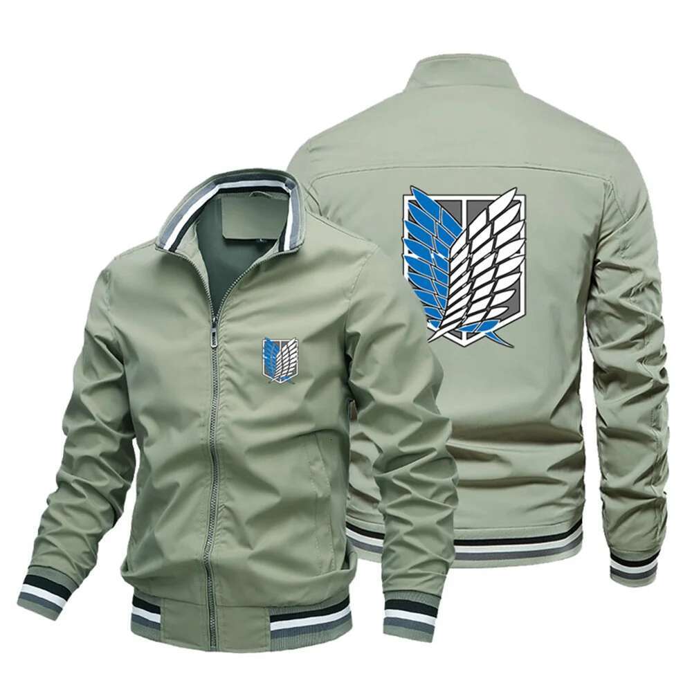 Men's Baseball Jacket, Japanese Manga Print, Attack on Titan, Y2k Street, Harajuku Style, Motorcycle, 20224, S-4XL
