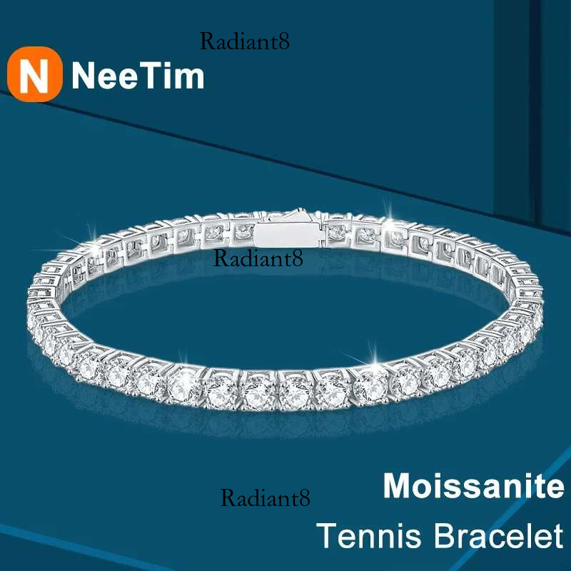 NeeTim 3mm 4mm 5mm 6.5mm Moissanite Tennis Bracelet Original s Sterg Sier Lab Dia Bracelets for Women Men with GRA