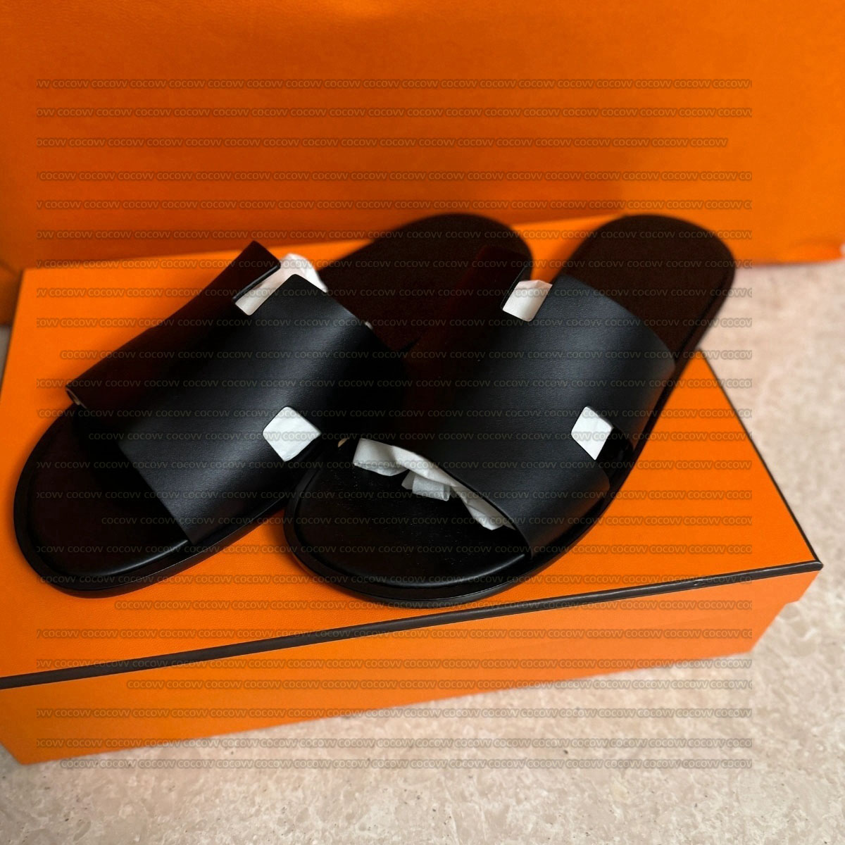 Men Slippers Flats Designer Genuine Leather Sandals Summer Izmir Flip Flop Heritage Calfskin Sandal For Man Woman Lazy Large Beach Casual Slipper Slides Shoes