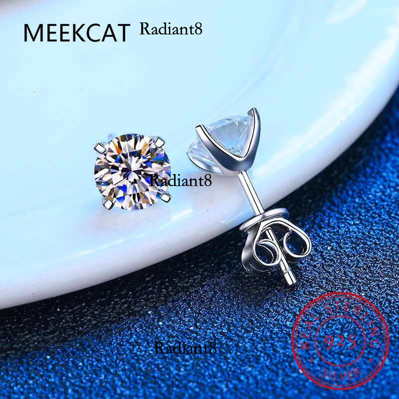 EF VVS1 Round Cut Total 4.0ct Dia Test Passed Moissanite Gold Plated Sier Earring Jewelry Women Girl Gift