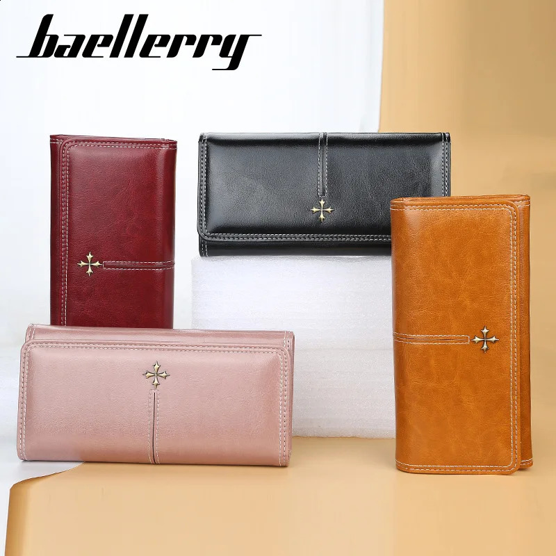 Fashion Simple Womens Leather Wallet With Zipper Coin Pocket Money Purse Long Phone Clutch Bag Ladies Card Holder For Woman 250305