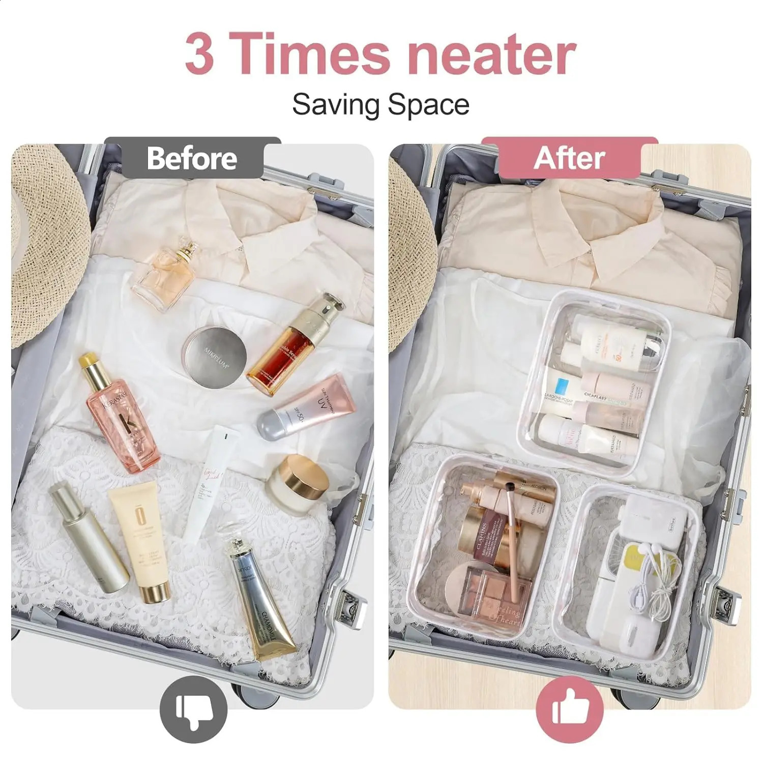 Ship from US 3 Pack TSA Approved Toiletry Bag Quart Size Travel Makeup Cosmetic for Women Men Carry on Airport Airline Compliant 250305FBB