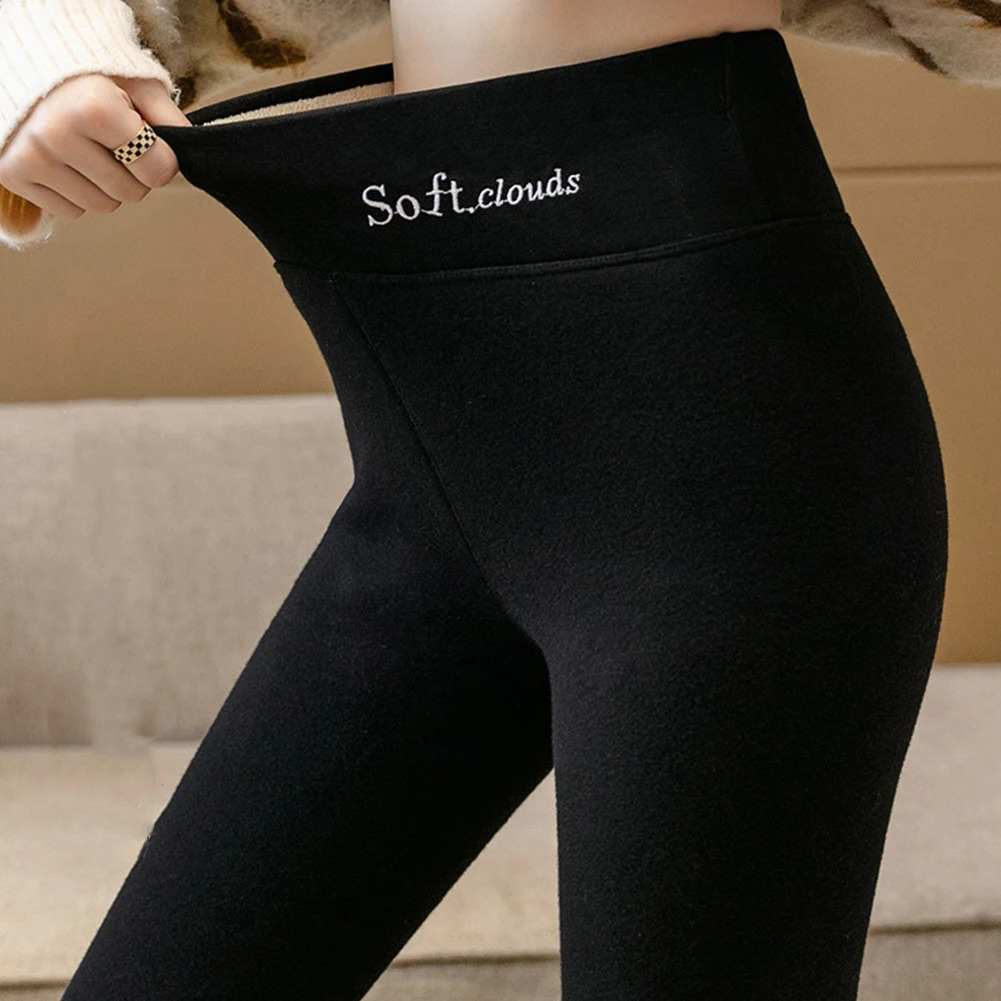 Fleece Lined Leggings Thermal Tights Thickened High Waist Pantyhose Solid Soft Clouds for Cold Weather 250304