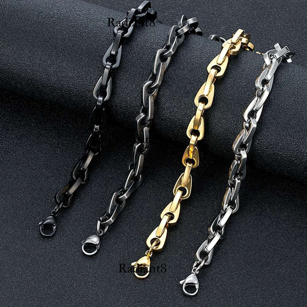 ENDN Punk Heavy Horseshoe k Bracelets for Men Vintage Oxidized Clip Chain Wristband Chunky Jewelry
