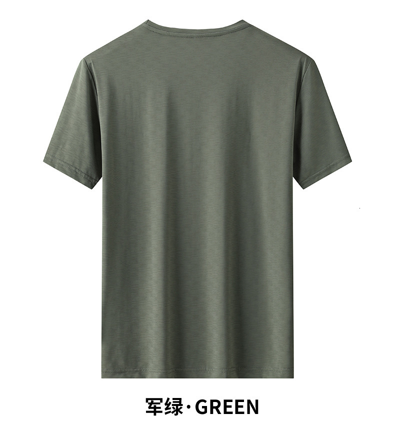 Summer bamboo elastic ice silk quick drying T-shirt for men's spring and summer loose sports short sleeved top, fitness running semi breathable t