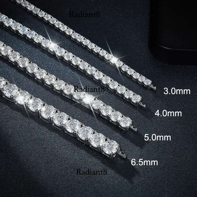 NeeTim 3mm 4mm 5mm 6.5mm Moissanite Tennis Bracelet Original s Sterg Sier Lab Dia Bracelets for Women Men with GRA