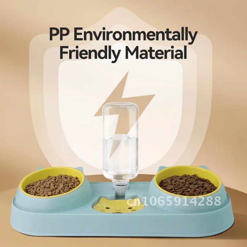 ROJECO 3 In 1 Pet Bowls with Water Dispenser Automatic Water Refill Food Dual Sup Dog Wet Cat Separation Feeding Bowls Bowls Dry