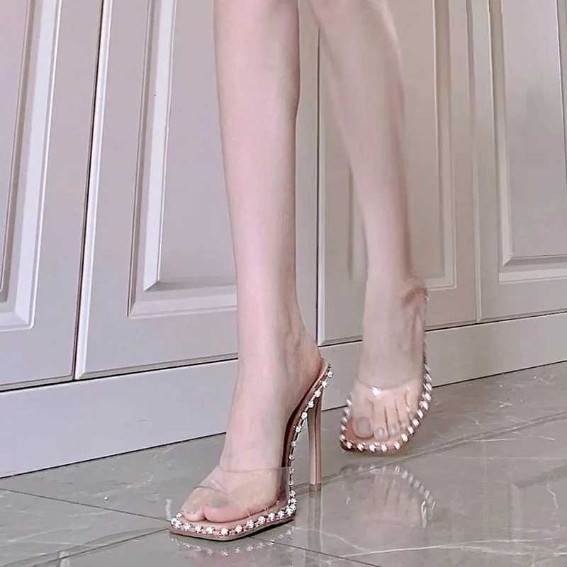 Women Height Increase 9cm Sandals 2024 New Nude High Heels Transparent Open Toe Slippers Women Summer Slim High Heels SlippersXJ2500305