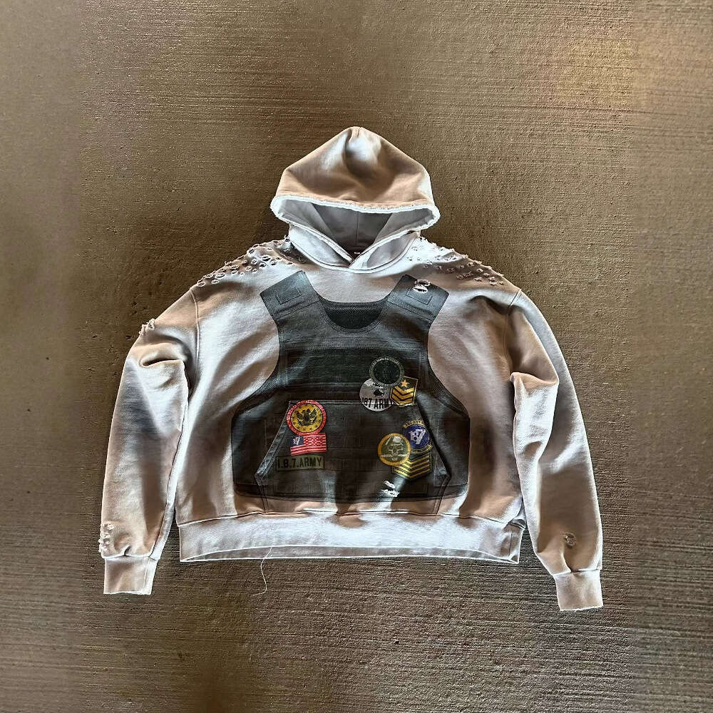 American sweatshirt bulletproof vest 3D printed pattern spring loose hoodie