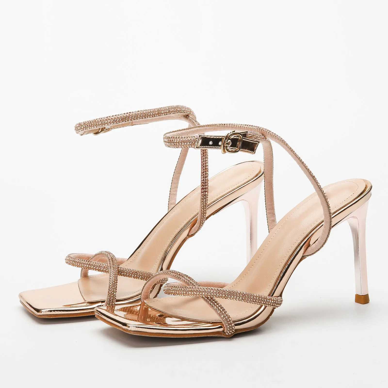 Shoes Women Summer 2024 Fi Spring And Summer Women Sandals High Heel Large Size Rhine Sequin Buckle Sexy SinglesXJ2500305