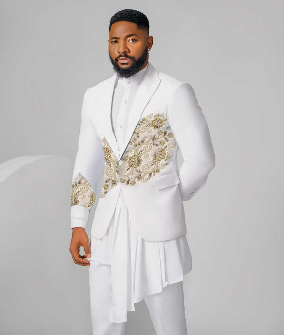 Beading Groom Wedding Tuxedos Customized Plus Size Appliques Business Mens Pants Suits Fashion Show Wear 2 Pieces
