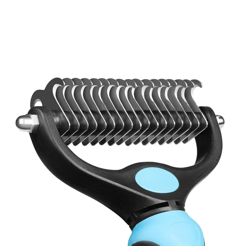 Undercoat Rake for Dogs & Cats Pet Dematting Comb with Extra Wide Double-Sided Teeth Removing Shed Fur Knots Mats and Tangles