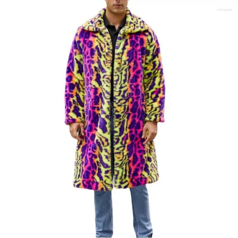 Women's Fur Contrasting Leopard Print Imitation Plush Coat Warm Autumn And Winter Jacket For Men