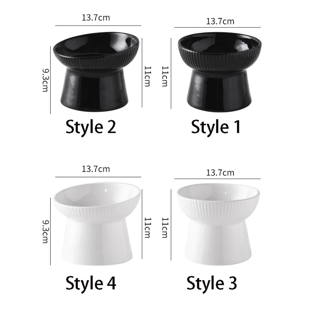 Ceramic Cat Bowl Creative Slanted/Flat Mouth Pet High Foot Bowl Non-slip Multi-use Pet Drinking Feeder Neck Protection