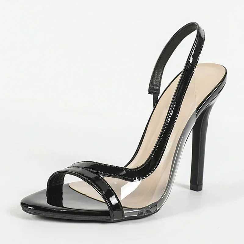 Elegant Shallow Open Toe PVC Transparent Back Strap Sandals Women Summer Red Thin High Heels Wedding Party Shoes WomenXJ2500305