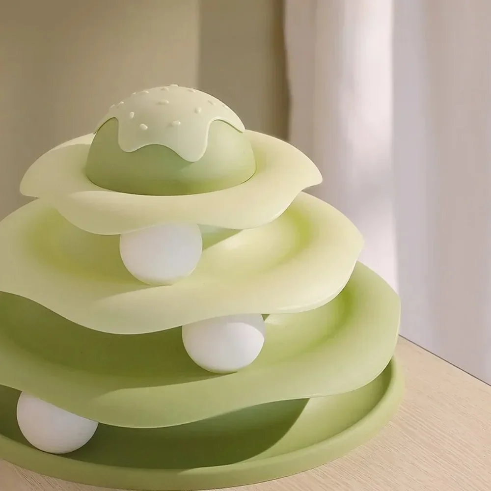 Cat Track Toys Dog Interactive Cats Toy Simple Pet Animal Fun Supplies Rotating Slide Toy with Ball Spinning and Rotating Slides