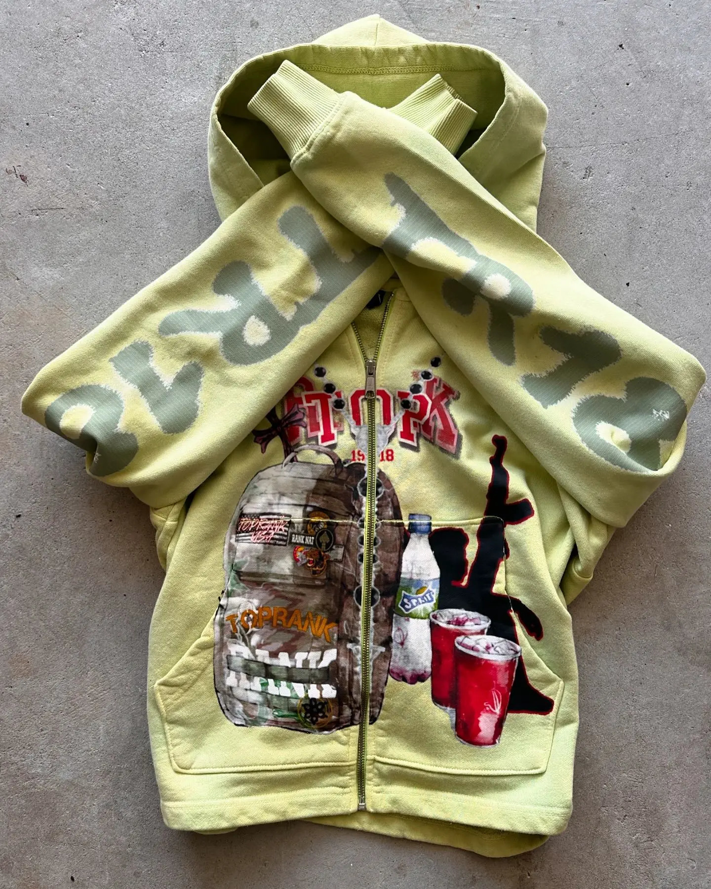 American Fashion Funny Letters Printed Graphics Oversize Zipper Hoodie Mens Y2K Harajuku Hip-Hop Gothic Casual Joker Sweatshirt 250304