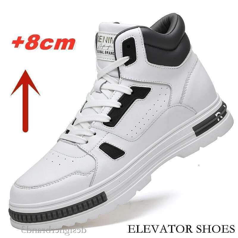 New high t op elevator casual men sneakers height ening height inc rease 8cm cow split leather leisure designer shoes