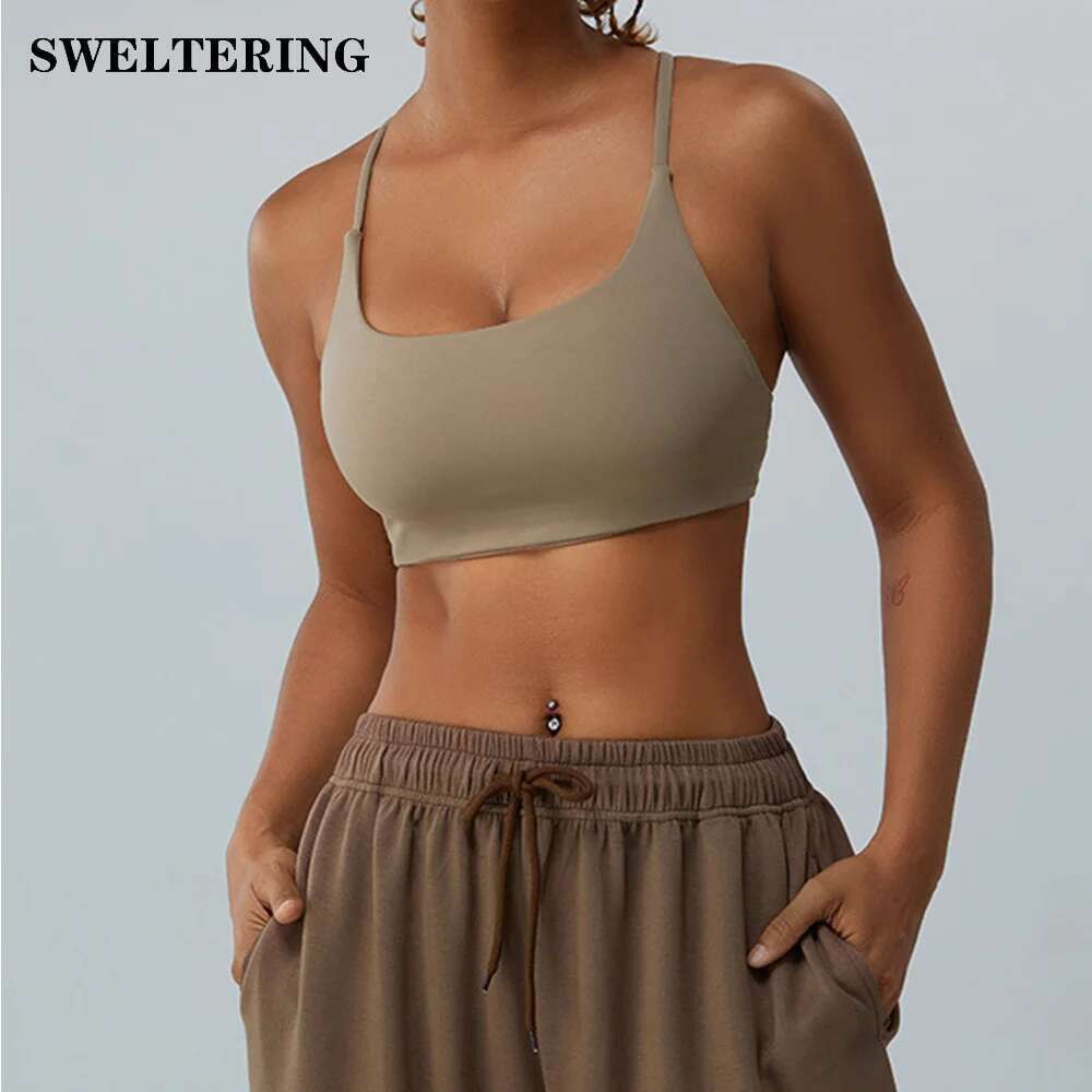 Sports Ladies Bra Sexy Criss Cross Straps Back High Support Impact Yoga Underwear Running Fiess Push Up Padded Bralette Kl-My