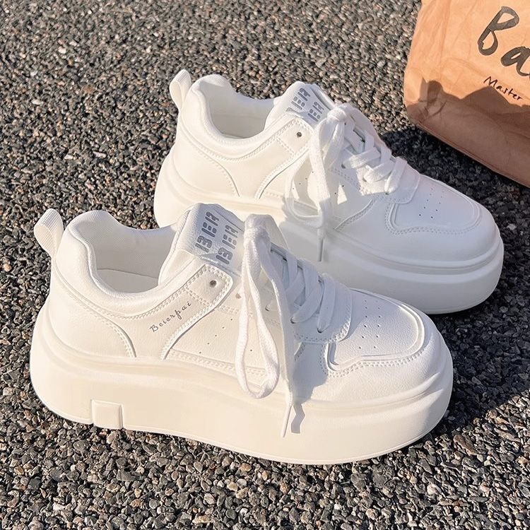 Sponge cake autumn height increase thick sole white 2025 new fashion board multifunctional sports and leisure shoes designer trendy sports shoes
