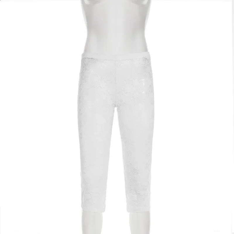 Women Sexy See Through Mesh Lace Pants Elestic Waist Fashoin Casual Streetwear Trousers Party Clubwear Bottoms 250304