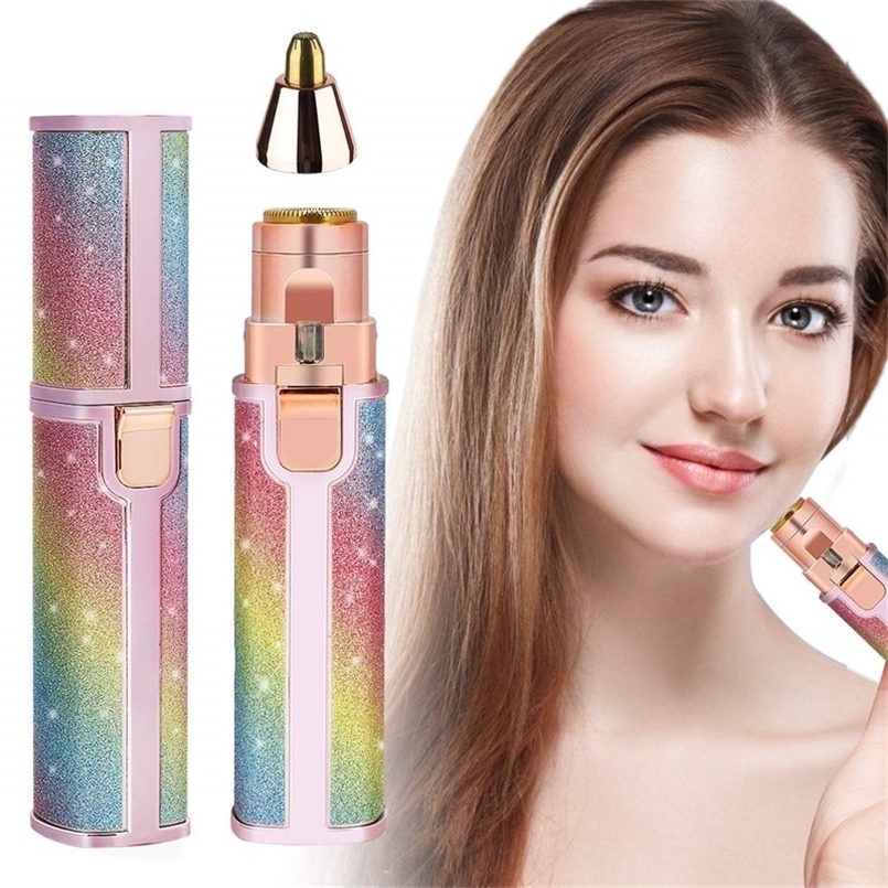 2 In1 Electric Eyebrow Trimmer Painless Eye Brow Mini Shaver Razors Portable Hair Remover Women Built-in LED Light 250305