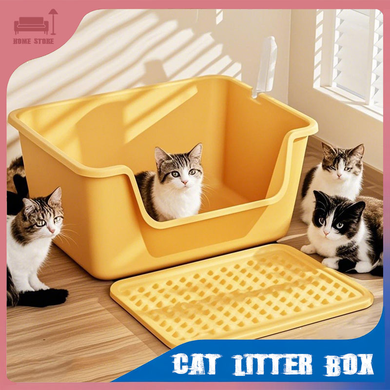 Semi-closed Cat Litter Box Large Capacity Plastic Anti-Splash Cats Toilet Bedpan Big Mac Oversized Cat Tray Bedpan Pet Supplies