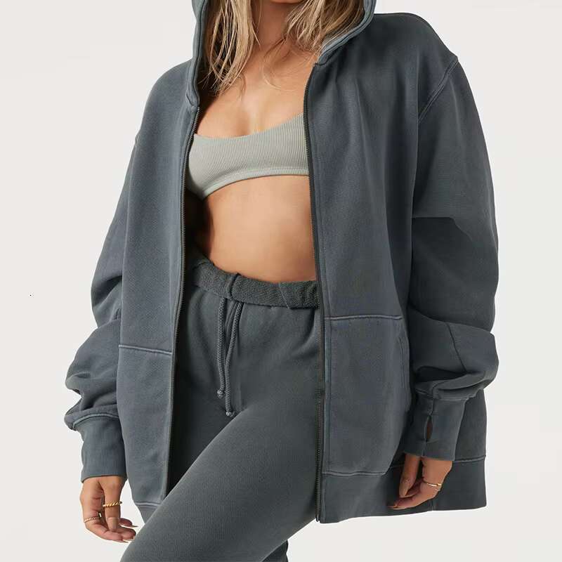Custom Sport Plain Women Heavyweight Fleece Hoodie Jacket With Zipper Spring
