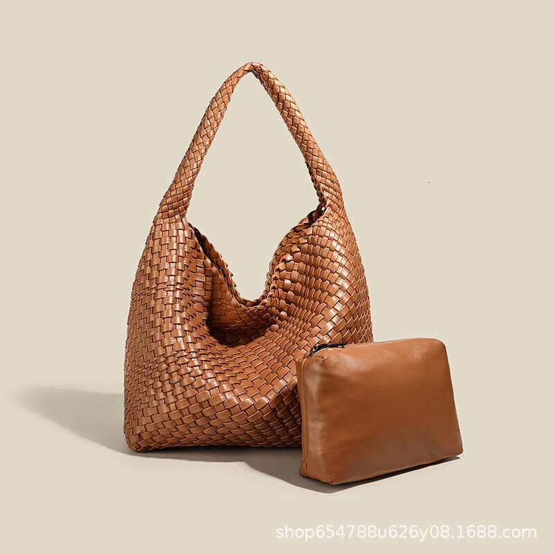 Woven Women's Tote, Extra Large Capacity, Hand-Held Vegetable Basket, Shopping Bag, Versatile, Single Shoulder Slanted Hanging Mother And Child B
