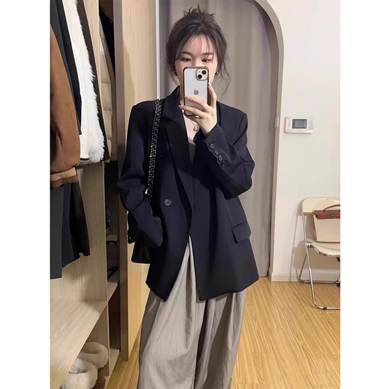 K34Chic Grey Women's Blazer with Relaxed Cut for Spring & Fall Fashion