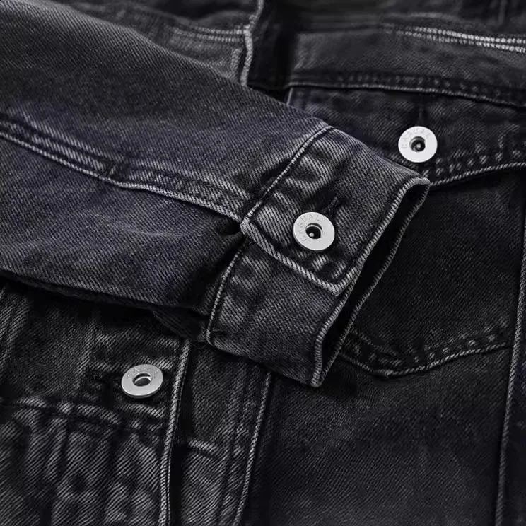 Trendy Hong Kong Style Denim Jacket Womens Spring Autumn Vintage Black HighWaisted Unique Short Top For Clothing 250305