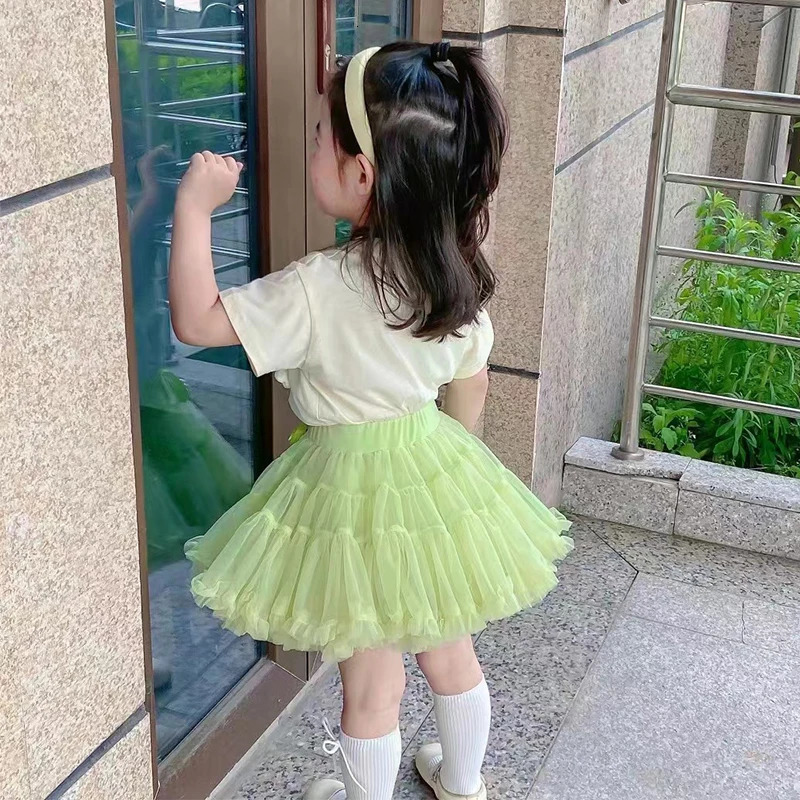 2 3 4 5 6 7 8 Years Girls Clothing Sets Summer Flower Tops And Tutu Skirt Little Princess Baby Suits Birthday Party Kids Clothes 250304