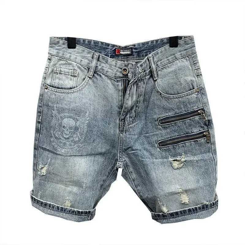 Man Denim Shorts Slim Hip Hop Skinny Graphic Short Jeans Pants For Men Designer Jorts Sale Trend 2024 New In With Youthful EmoT250305