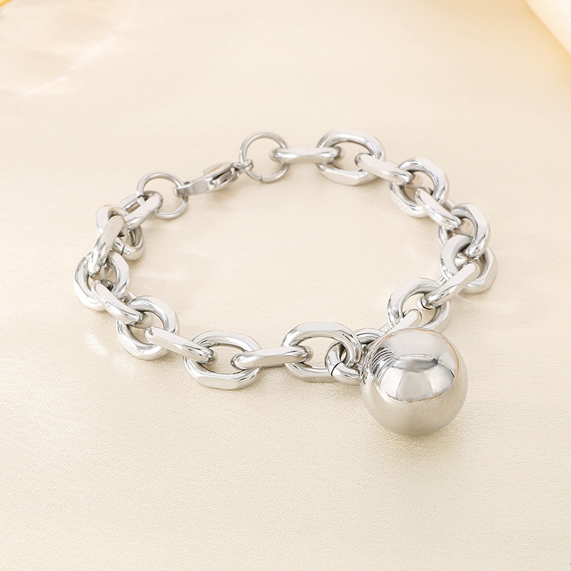 Vintage Stainless Steel Hollow Ball Cuban Chain Bracelet 18k Gold Plated Jewelry for Men Women No Fade