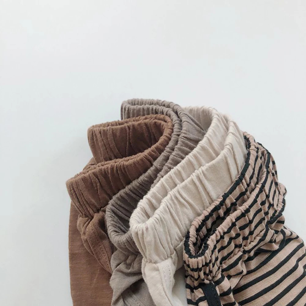 2025 Toddler Boys Girls Shorts Clothes Solid Striped Elastic Kids Short Pants Casual Korean Style For Teenager Children Leggins 250304